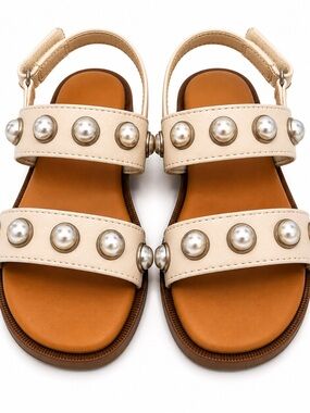 Cat & Jack Girls Pearl Stud Sandals Ivory Size 7